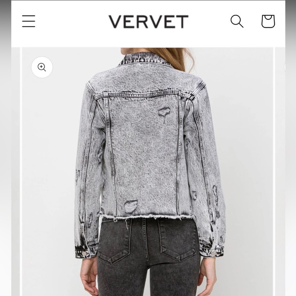 NWT vervet Escala - Distressed Black Acid Wash Classic Crop Jacket - Picture 2 of 5